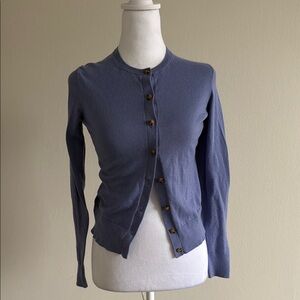 Ann Taylor Blue Cardigan Sweater Fitted Knit